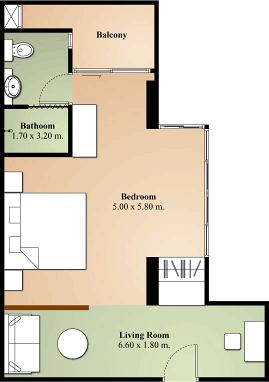 Superior Type 2 - Mountain View.  Room No: 422, 522, 622.